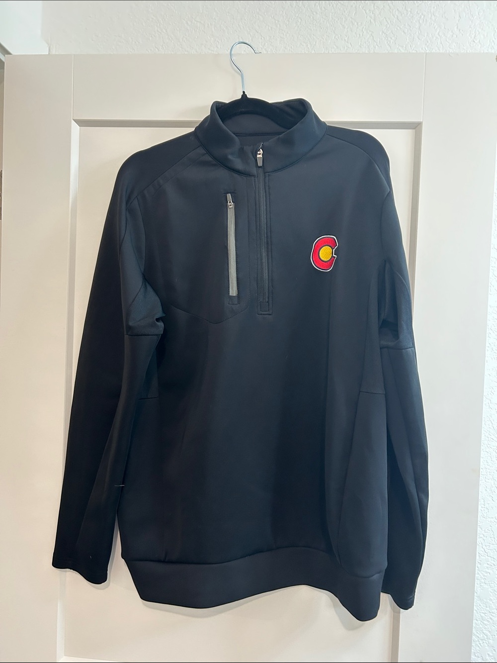 Antigua Men's Black Quarter-Zip Pullover Sweater with Colorado 'C' Patch